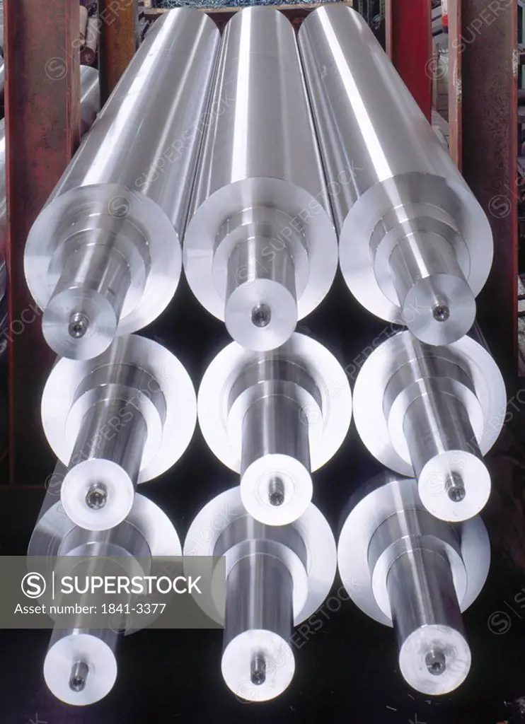 Close_up of piston rods in steel mill