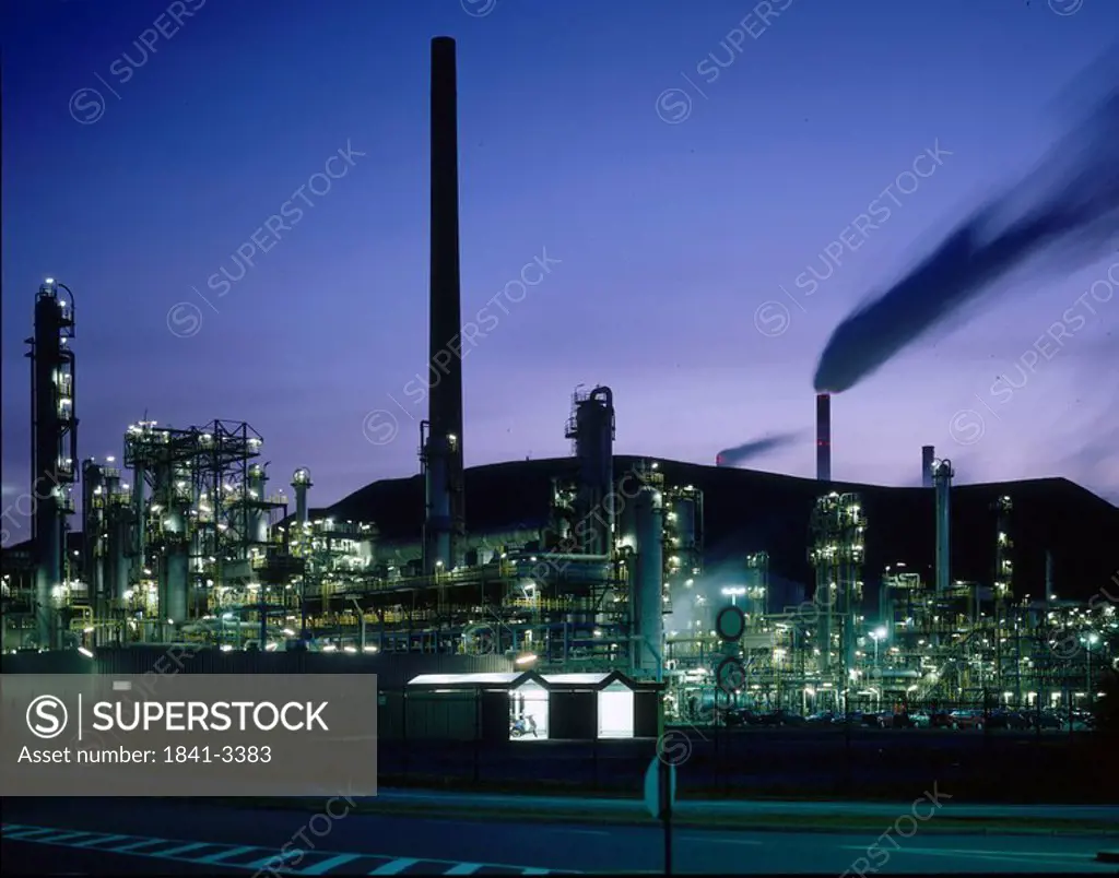 Chemical plant illuminated at night
