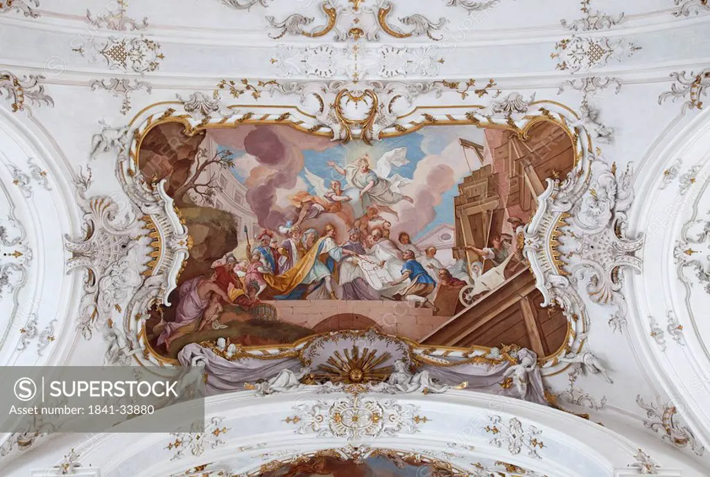 Ceiling fresco of a church, Diessen am Ammersee, Germany, directly below