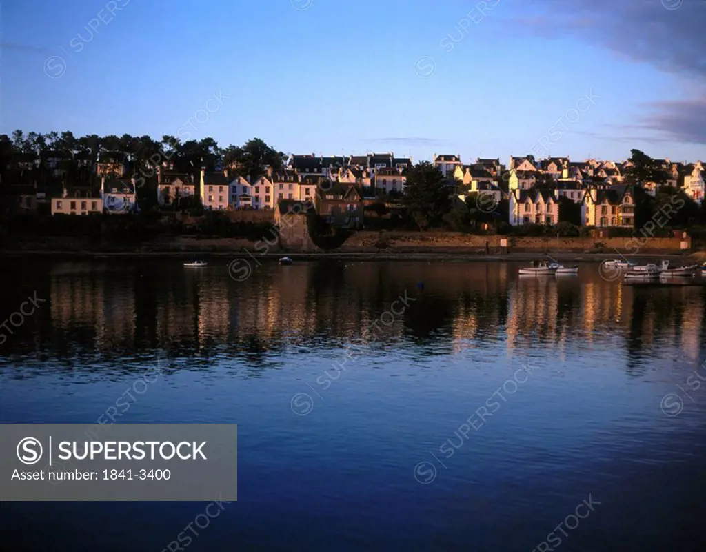 Buildings at waterfront, Audierne, Finistere, Brittany, France