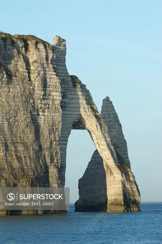 Natural arch in sea, Etretat, Seine_Maritime, Haute_Normandy, France