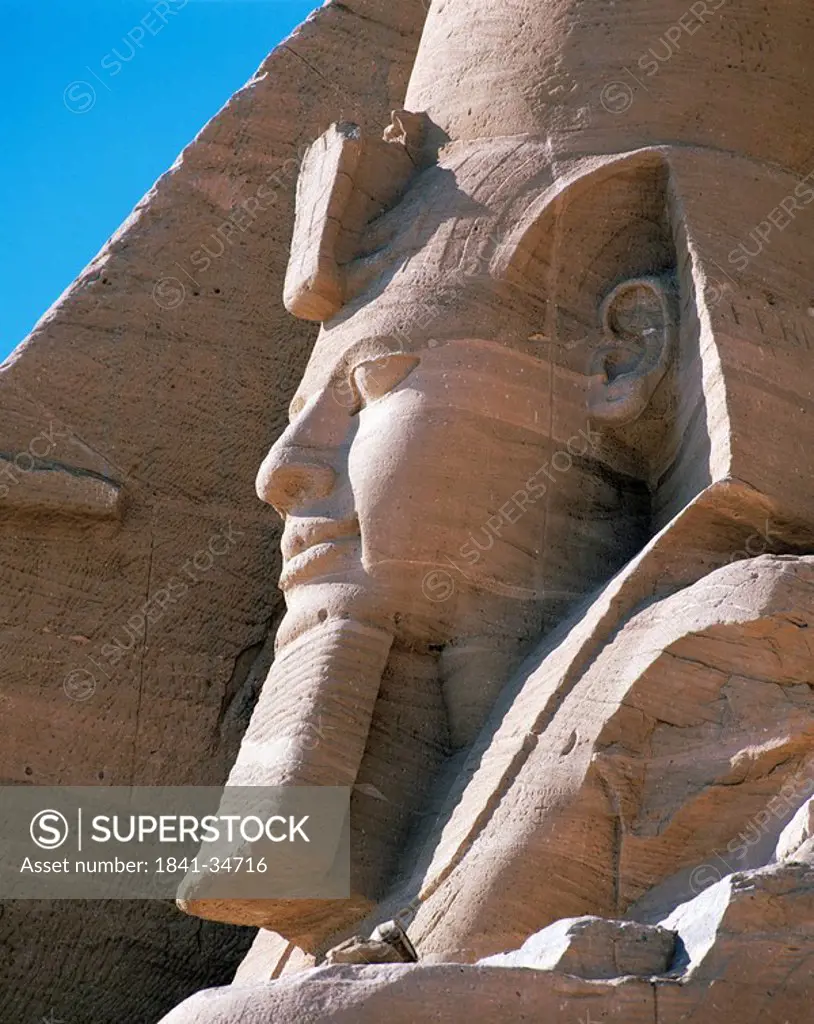 Statue of Rameses II carved on temple, Abu Simbel, Egypt