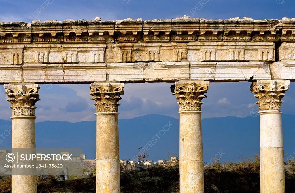 Old roman ruins against sky, Apamea, Syria
