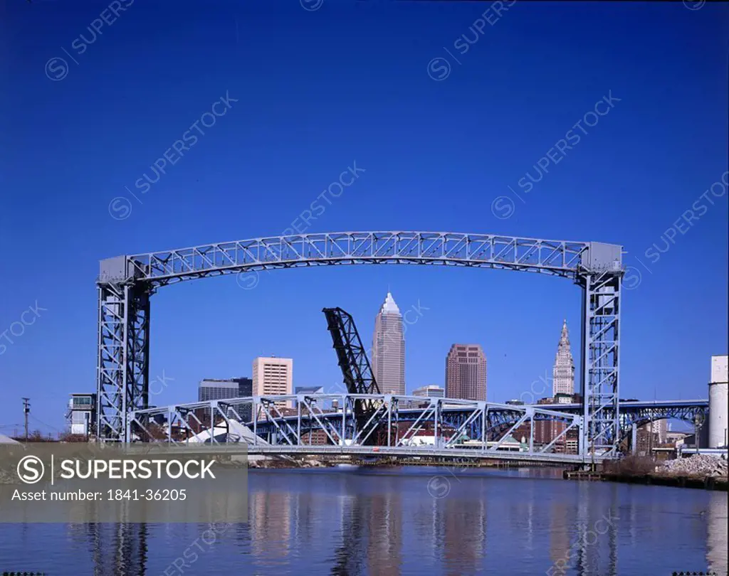 Bridge across river, Cleveland, Cuyahoga County, Ohio, USA
