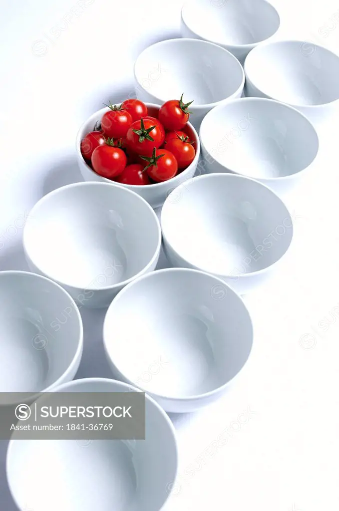 Tomatoes in a bowl, elevated view