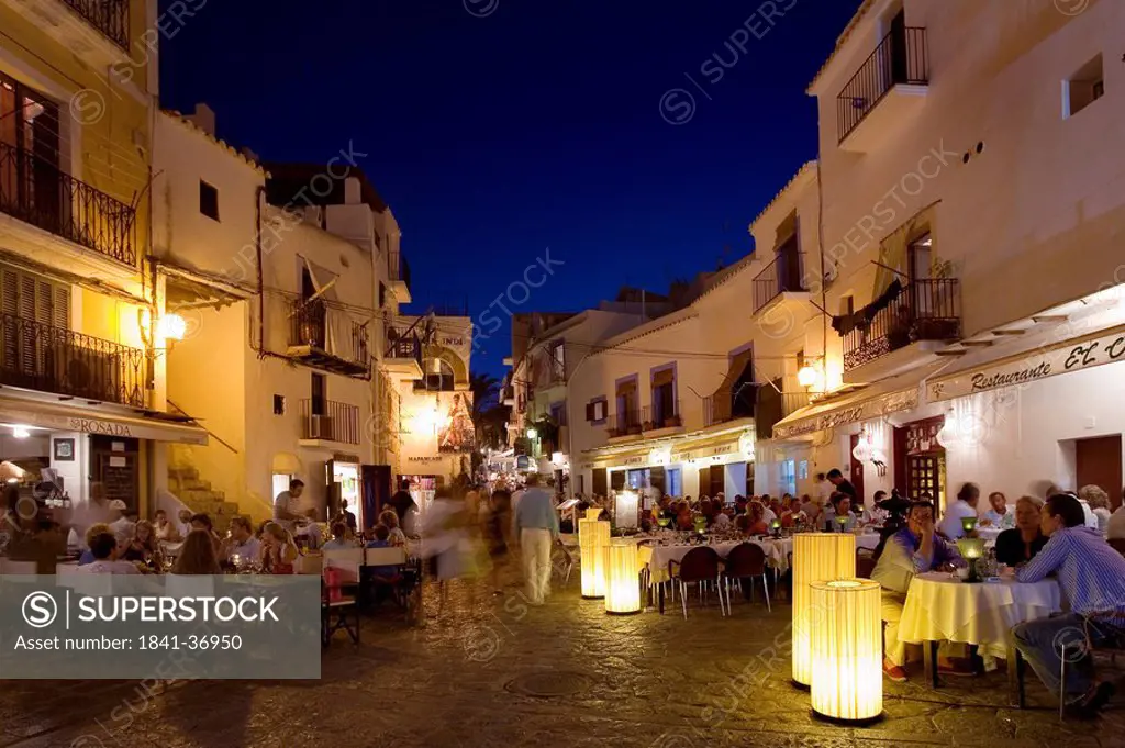 Restaurants in the old town of Ibiza City, Ibiza, Spain