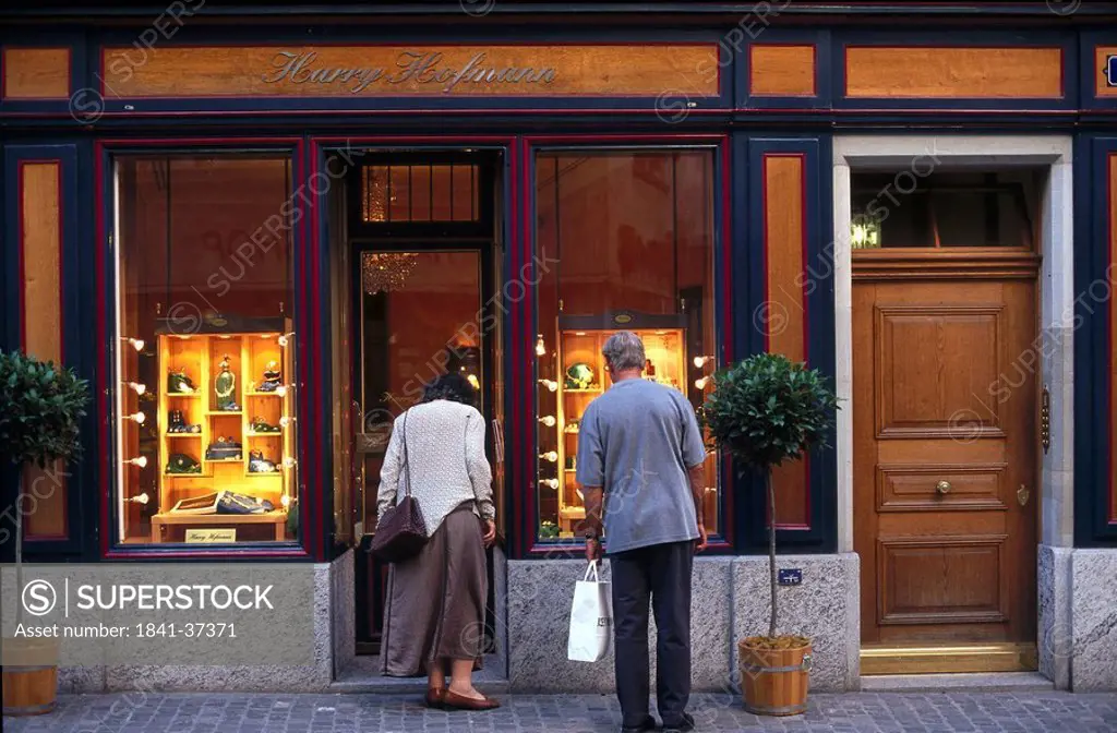 Couple in front of a store, Zurich, Switzerland