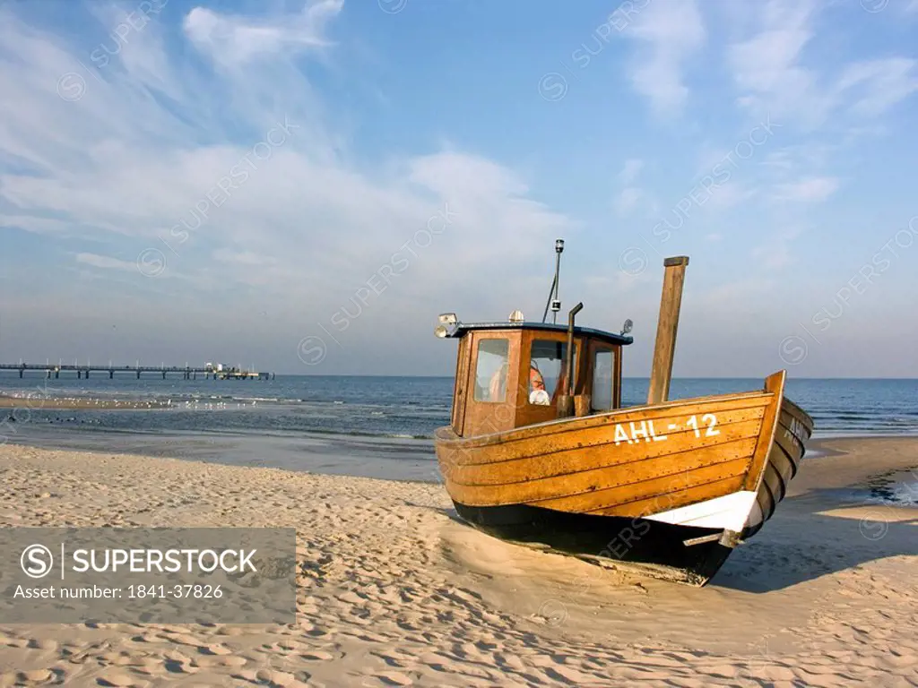 Fishing boat on beach, Mecklenburg_Vorpommern, Germany