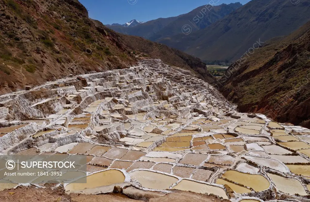 Salt mine in valley, Urubamba Valley, Peru