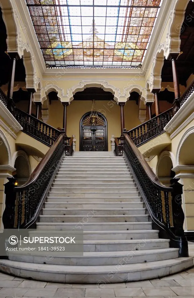 Staircase in palace, Archbishops Palace, Lima, Lima Province, Lima Region, Peru