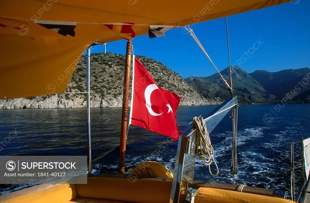 Turkey flag on the rear of a boat