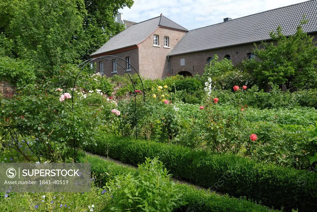 Flower garden with house in the background