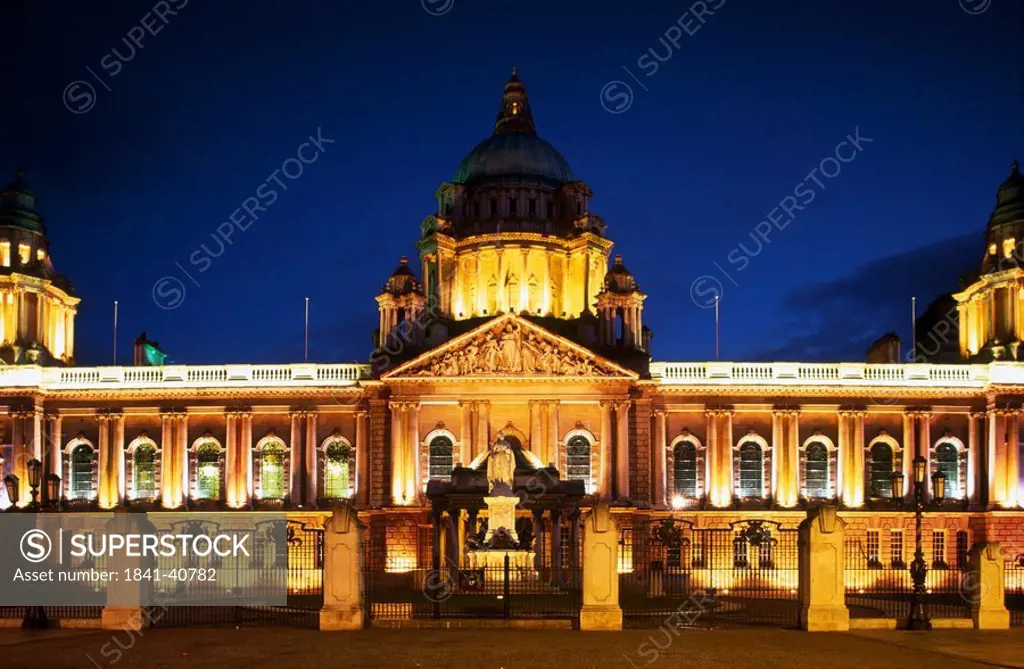 City hall lit up at night, Belfast City Hall, Belfast, Republic Of Ireland