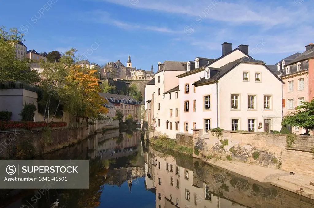 Canal flowing through town, River Alzette, Luxembourg City, Luxembourg
