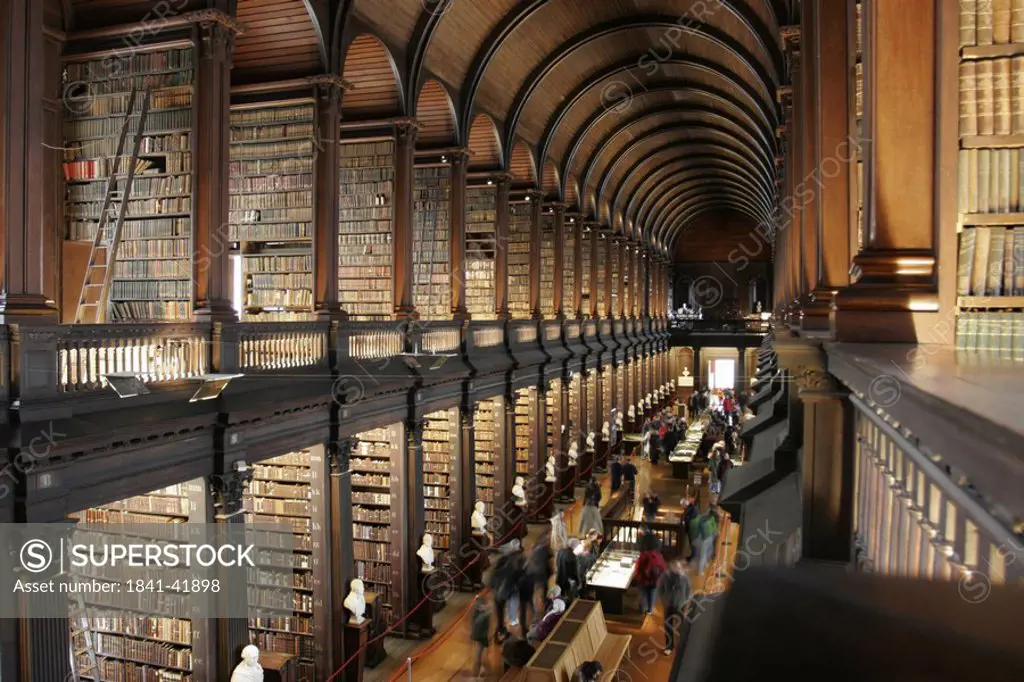 Interiors of library, Trinity College, Dublin, Dublin County, Leinster, Ireland