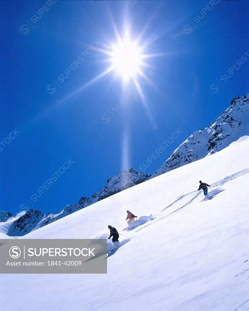 Tourists skiing, Sankt Anton Am Arlberg, Tyrol, Austria