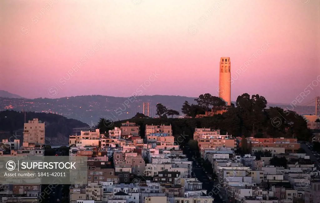 Tower on telegraph hill, Coit Tower, San Francisco, California, USA