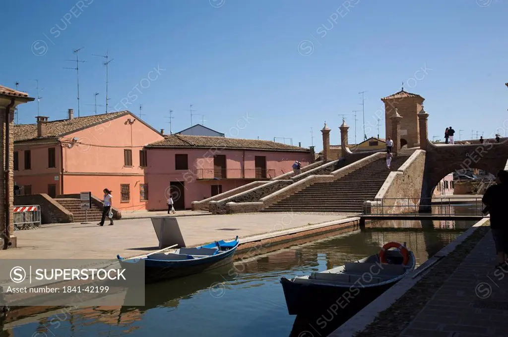 Boats in canal, Comacchio, Emilia_Romagna, Italy