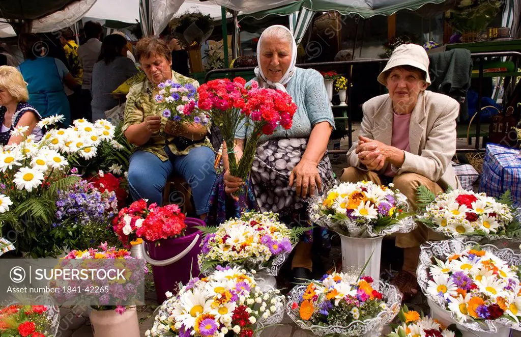 People on the market of Lviv, Ukraine
