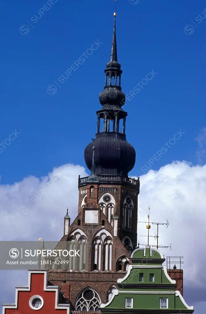 Low angle view of church, Greifswald, Mecklenburg_Vorpommern, Germany