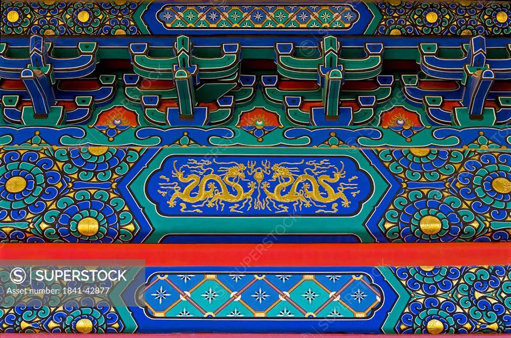 Close_up of mural, Forbidden City, Beijing, China