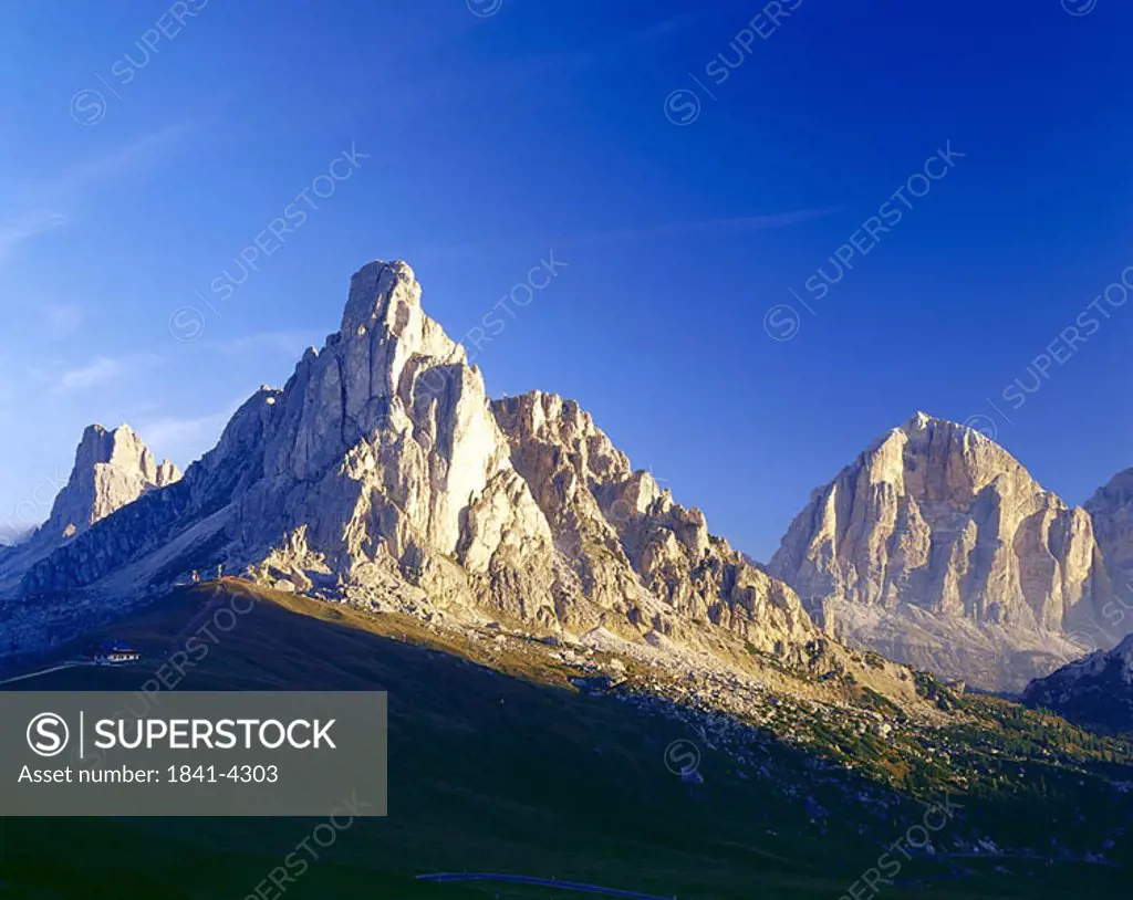 Mountains under blue sky, Mt Tofana, Dolomites, Veneto, Italy