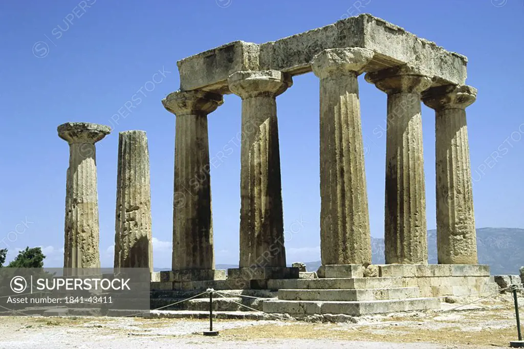 Ruins of pillars of Roman temple, Temple of Apollo, Corinth, Greece
