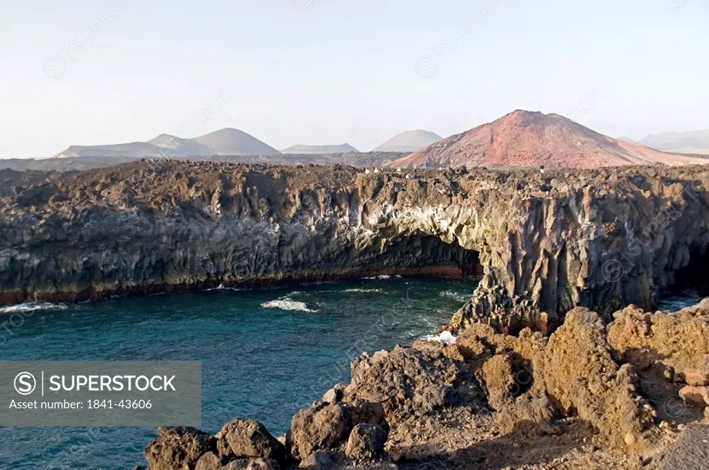 Lava coast Los Hervideros, Lanzarote, Spain, elevated view