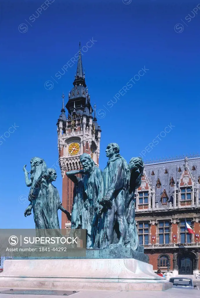 Low angle view of monument, Burghers of Calais, English Channel, France