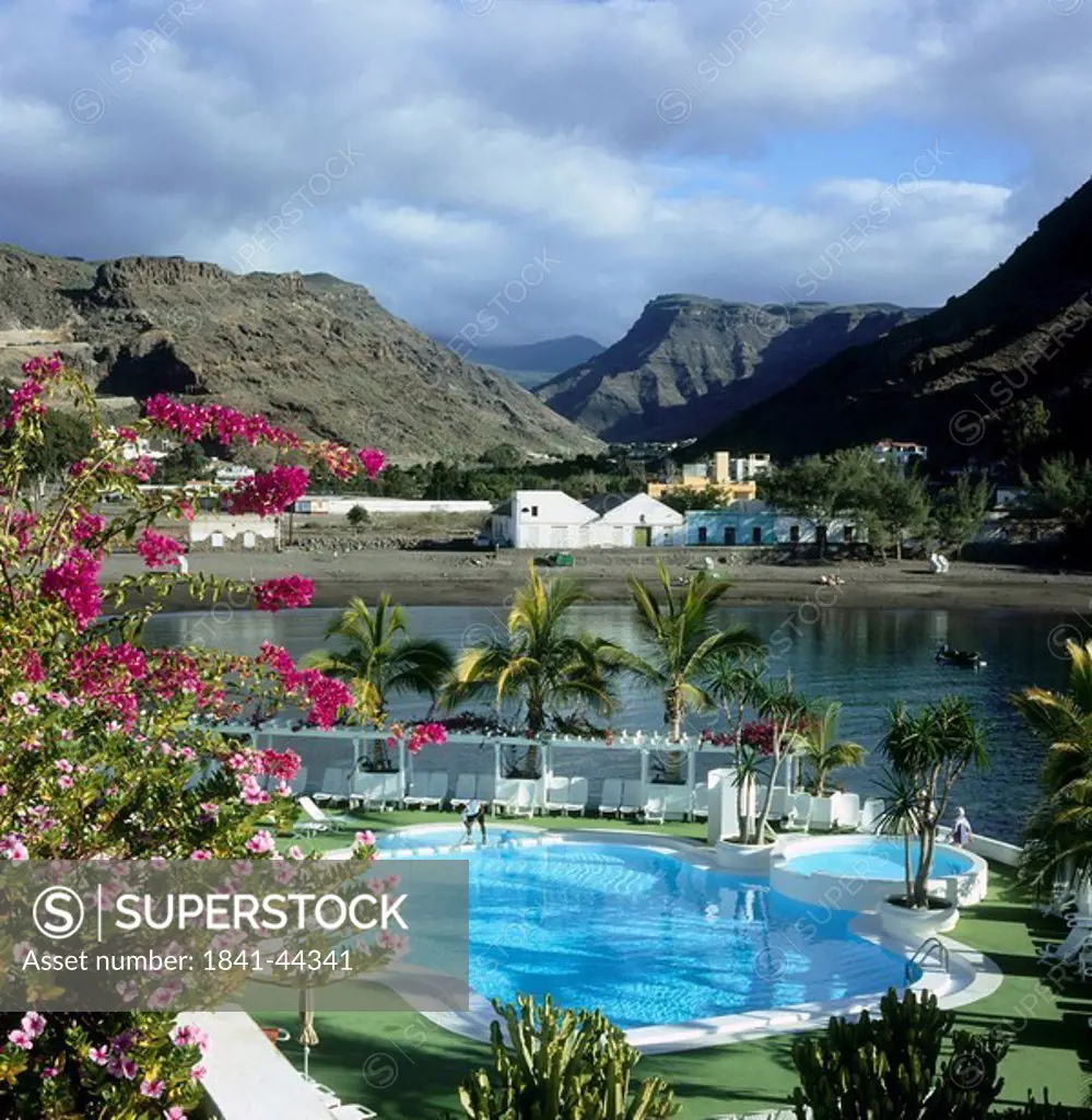 Swimming pool in a resort, Puerto de Mogan, Gran Canaria, Canary Islands, Spain