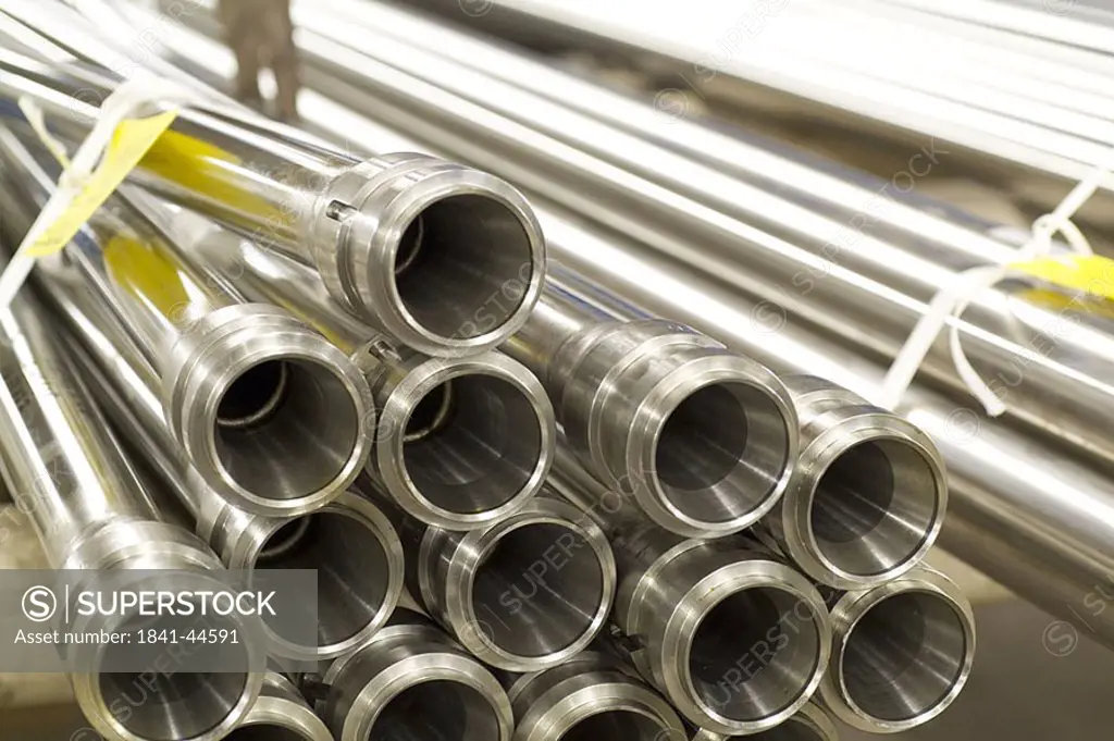 Close_up of steel pipes, Germany, Europe