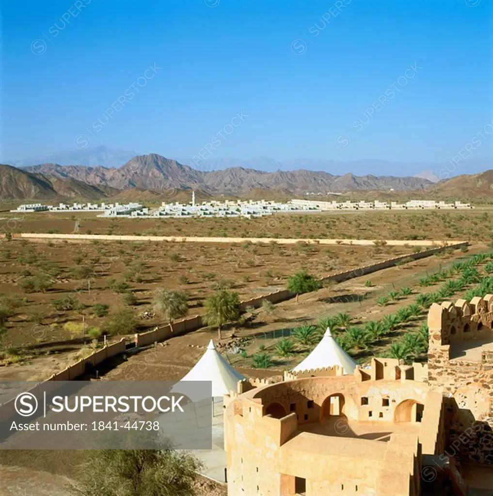 Castle on landscape, Jabrin Castle, Oman