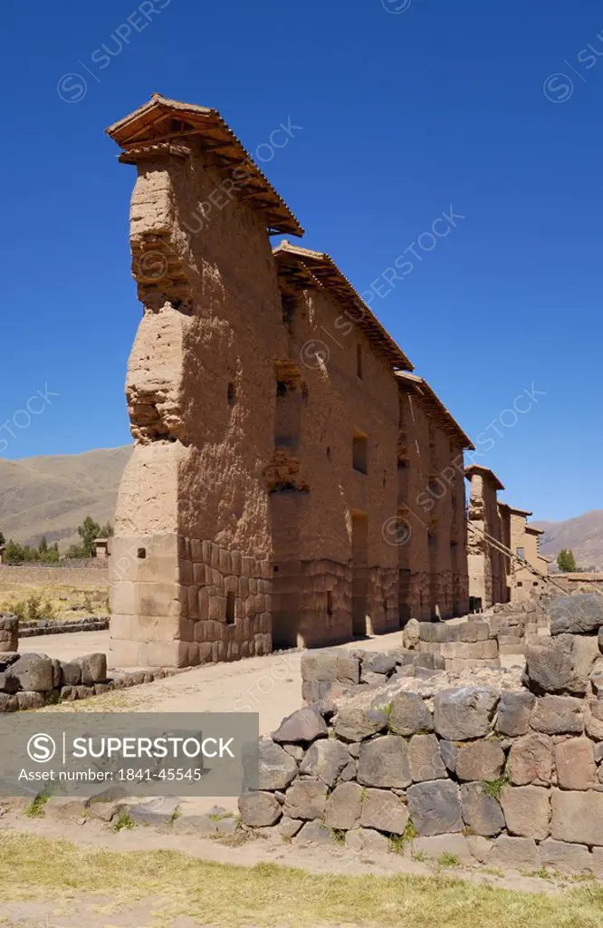 Old ruins of temple, Temple of Wiracocha, Raqchi, Cusco Region, Peru