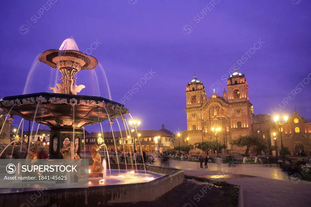 Fountain in front of church, Peru