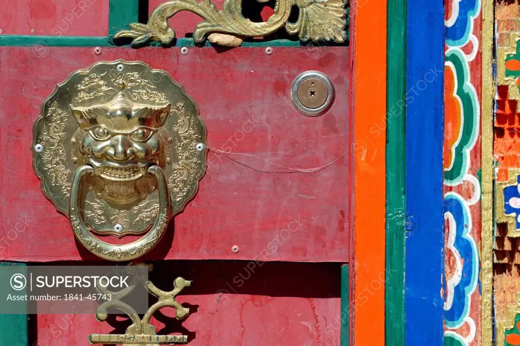 Close_up of doorknocker, Lhasa, Tibet, Asia