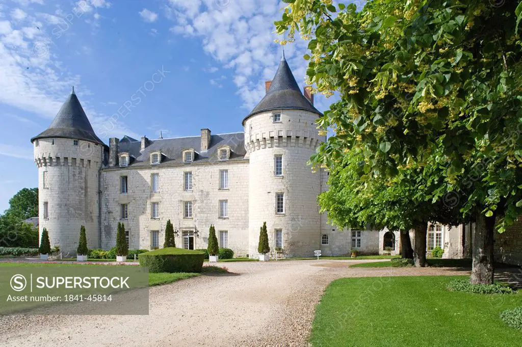 Dirt road leading towards castle, Chateau De Marcay, Chinon, Indre_Et_Loire, France