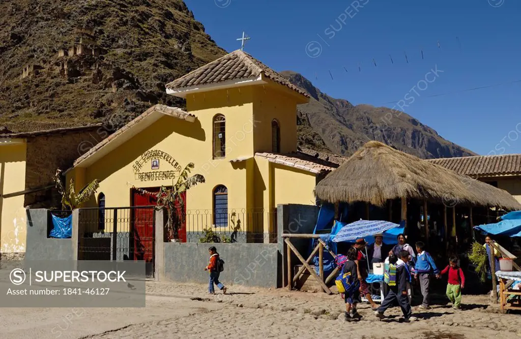 Facade of church, Ollantaytambo, Urubamba Province, Cusco Region, Peru