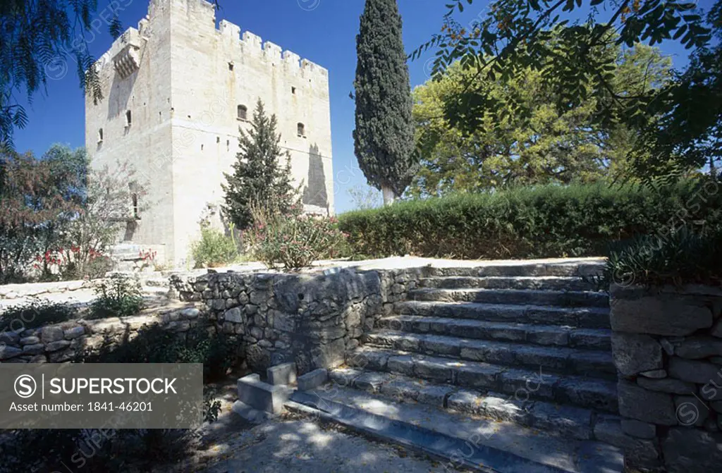 Trees in front of castle, Kolossi Castle, Kolossi, Cyprus
