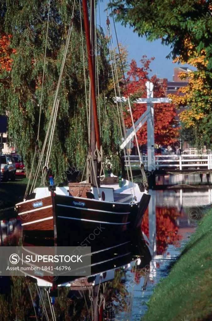 Boat in canal, Papenburg, Lower Saxony, Germany
