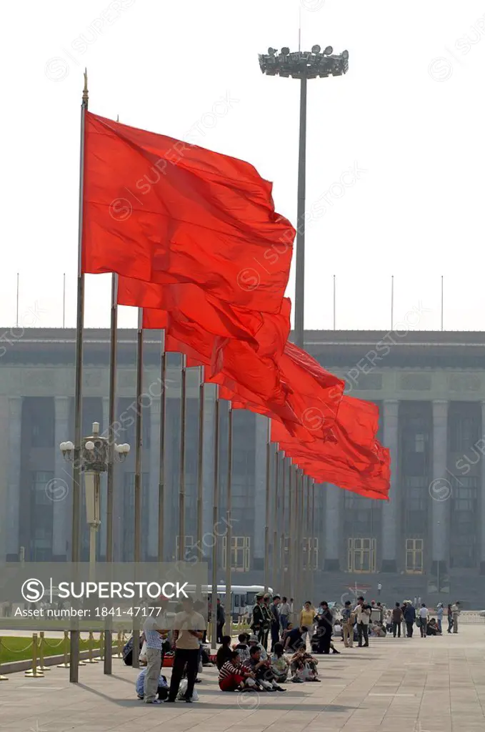 Red flags on the Tiananmen Square, Beijing, China
