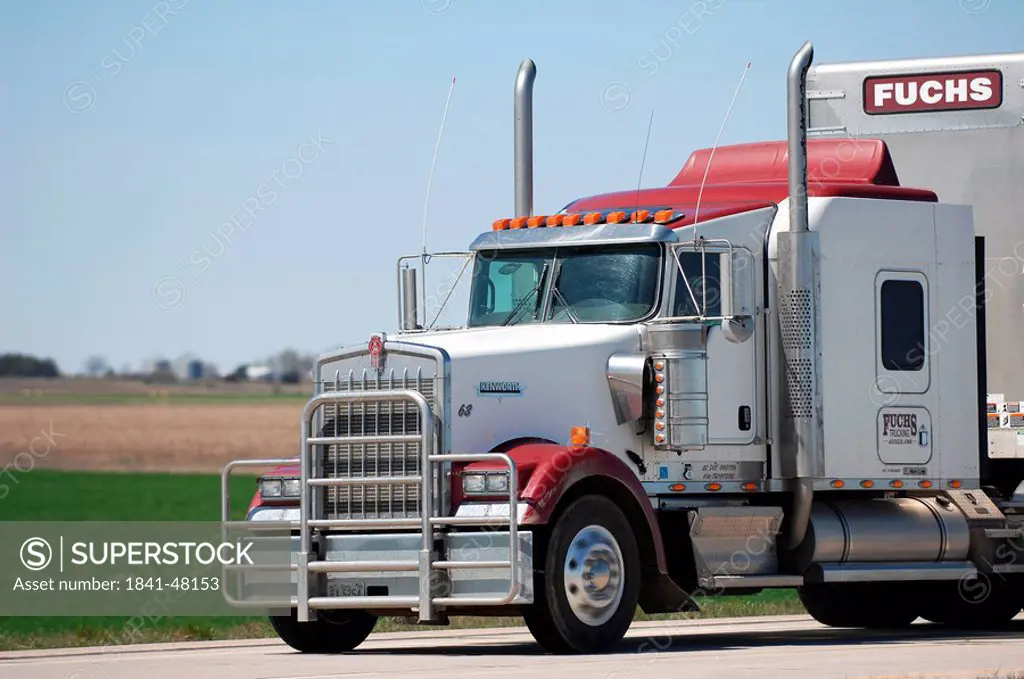Semi truck on road, Texas, USA