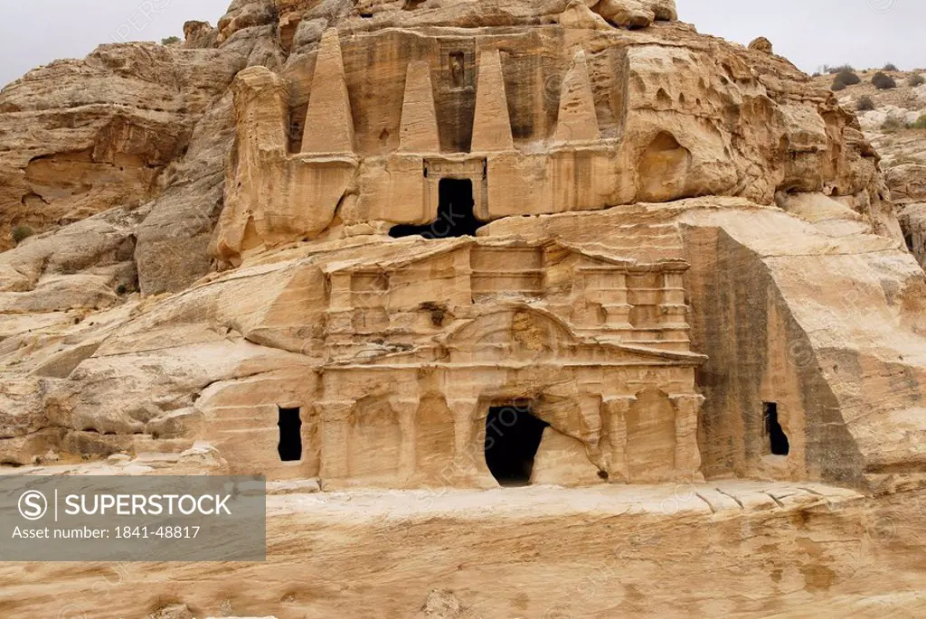 Old ruins of burial place, Obelisk Tomb, Petra, Wadi Musa, Jordan
