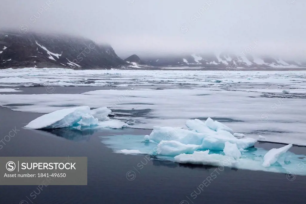 Ice floes in artic ocean, Spitsbergen, Norway, Europe