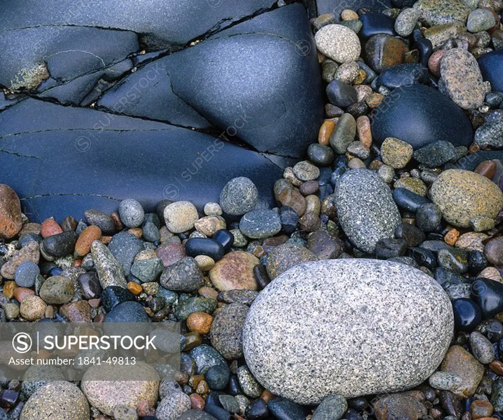 Close_up of pebbles on coast, Bretagne, France