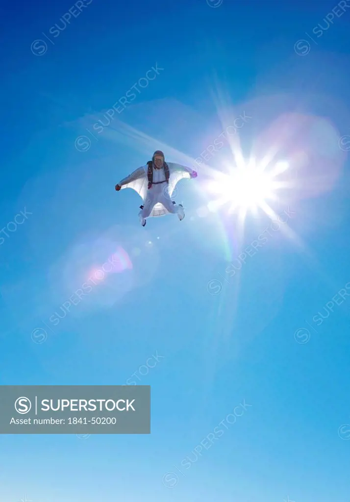Skydiver with wingsuit, Reichenbach, Bern, Switzerland