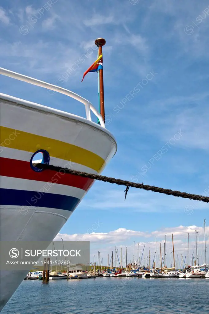 Bow of a ship in the harbour of Wyk, Foehr, North Frisian Islands, Germany