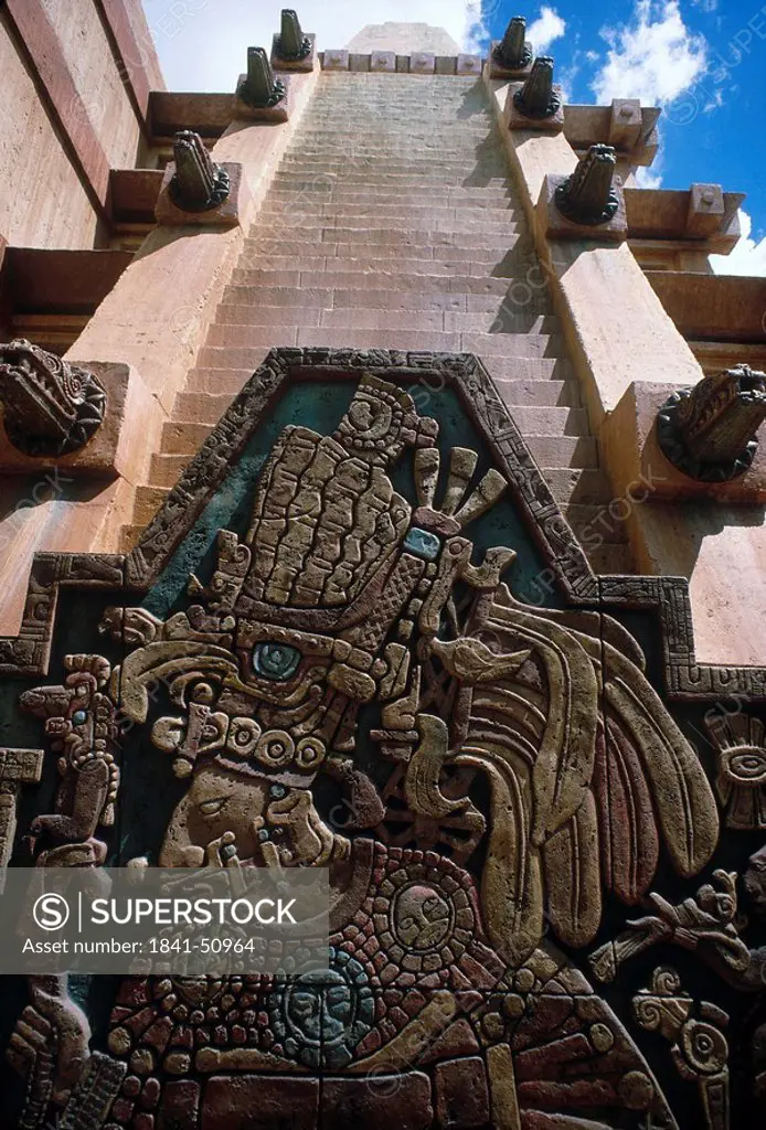 Bas relief on pyramid, Mexico