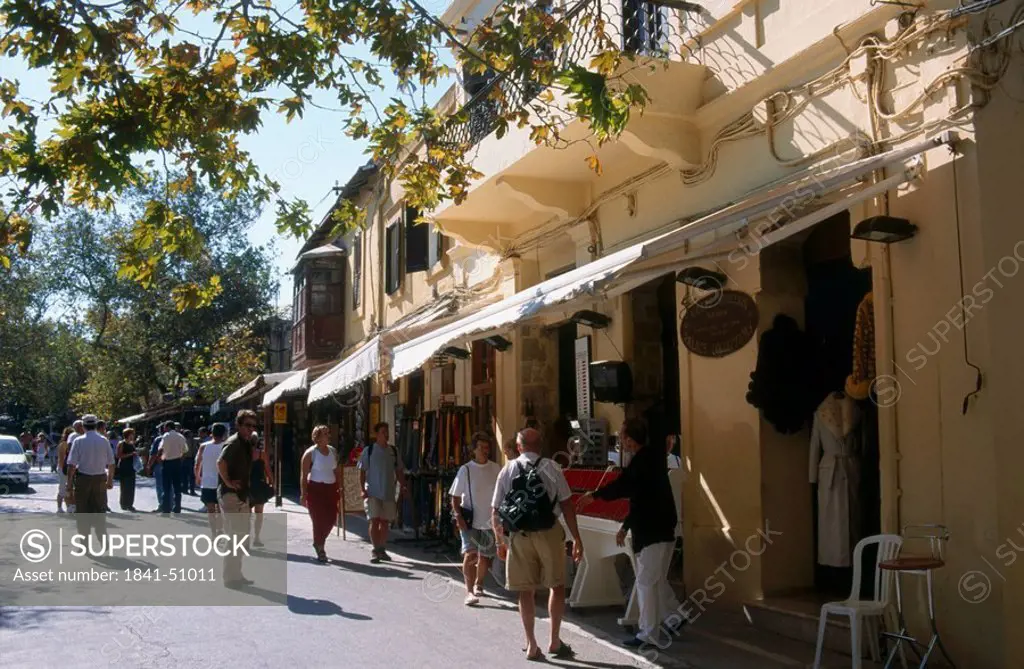 Tourists at market, Rhodes, Dodecanese Islands, Greece
