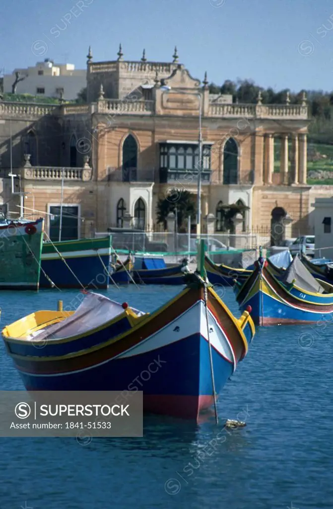 Colored boats in harbor, Marsaxlokk, Malta