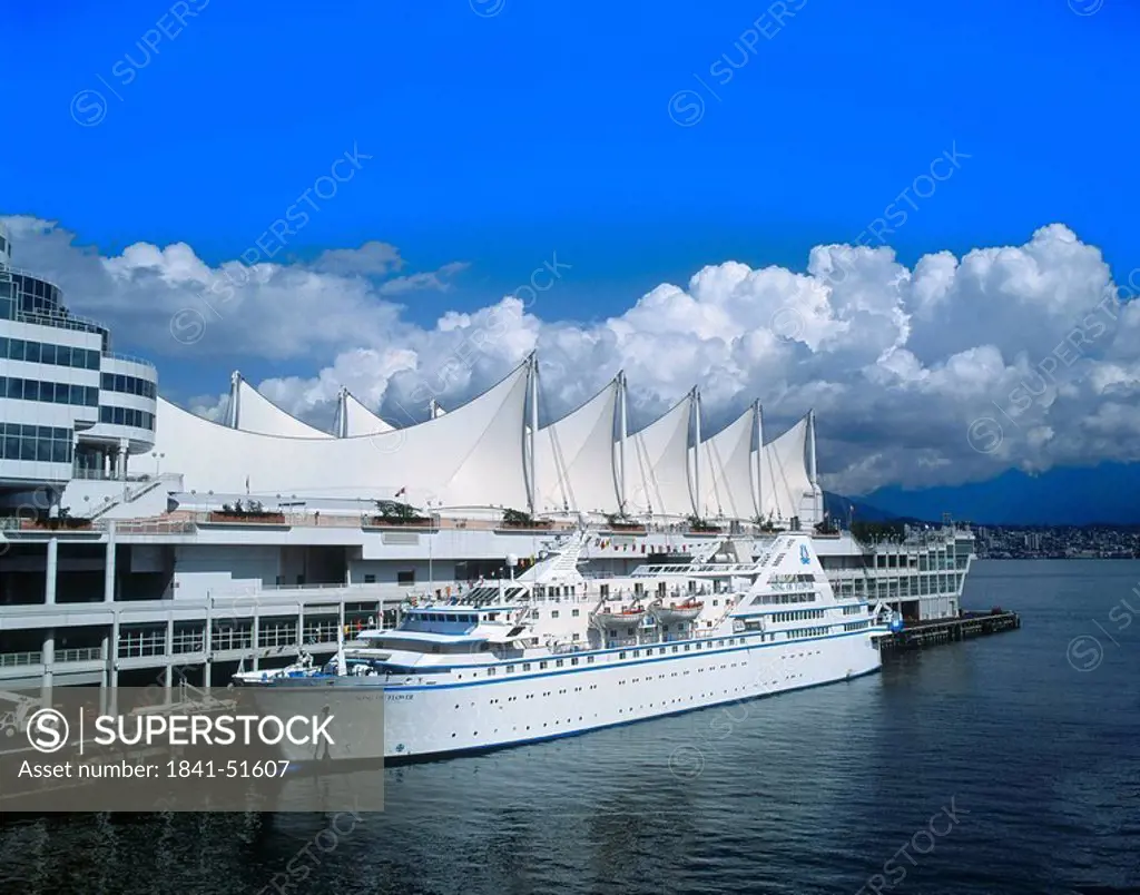 Cruise ship at port, Canada Place, Vancouver, British Columbia, Canada